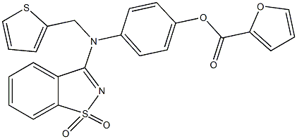 4-[(1,1-dioxido-1,2-benzisothiazol-3-yl)(2-thienylmethyl)amino]phenyl 2-furoate Struktur