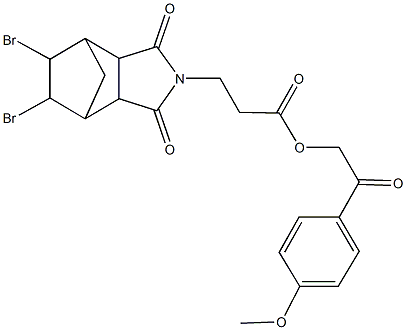 2-(4-methoxyphenyl)-2-oxoethyl 3-(8,9-dibromo-3,5-dioxo-4-azatricyclo[5.2.1.0~2,6~]dec-4-yl)propanoate Struktur