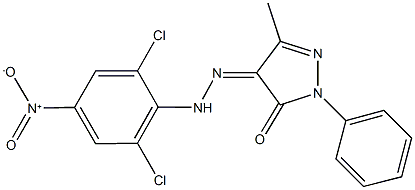 3-methyl-1-phenyl-1H-pyrazole-4,5-dione 4-({2,6-dichloro-4-nitrophenyl}hydrazone) Struktur