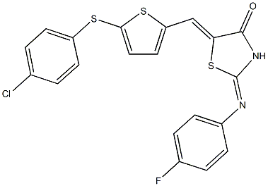 5-({5-[(4-chlorophenyl)sulfanyl]thien-2-yl}methylene)-2-[(4-fluorophenyl)imino]-1,3-thiazolidin-4-one Struktur