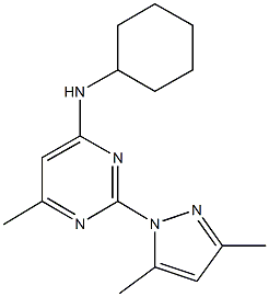 N-cyclohexyl-2-(3,5-dimethyl-1H-pyrazol-1-yl)-6-methyl-4-pyrimidinamine Struktur