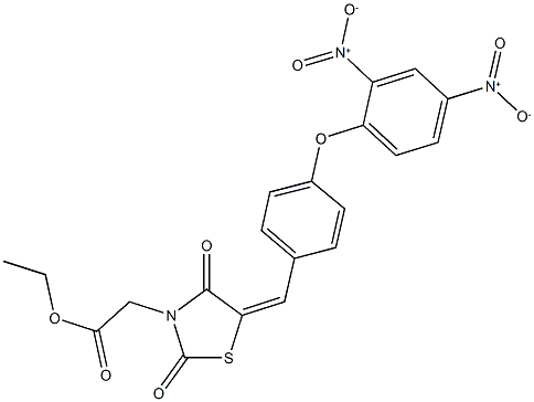 ethyl [5-(4-{2,4-bisnitrophenoxy}benzylidene)-2,4-dioxo-1,3-thiazolidin-3-yl]acetate Struktur