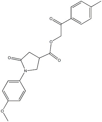 2-(4-methylphenyl)-2-oxoethyl 1-(4-methoxyphenyl)-5-oxo-3-pyrrolidinecarboxylate Struktur