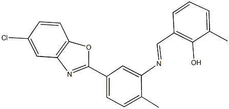 2-({[5-(5-chloro-1,3-benzoxazol-2-yl)-2-methylphenyl]imino}methyl)-6-methylphenol Struktur