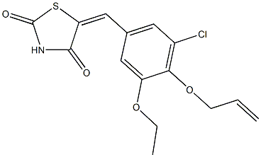 5-[4-(allyloxy)-3-chloro-5-ethoxybenzylidene]-1,3-thiazolidine-2,4-dione Struktur