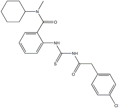 2-[({[(4-chlorophenyl)acetyl]amino}carbothioyl)amino]-N-cyclohexyl-N-methylbenzamide Struktur