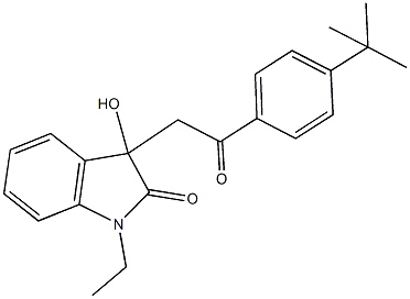 3-[2-(4-tert-butylphenyl)-2-oxoethyl]-1-ethyl-3-hydroxy-1,3-dihydro-2H-indol-2-one Struktur