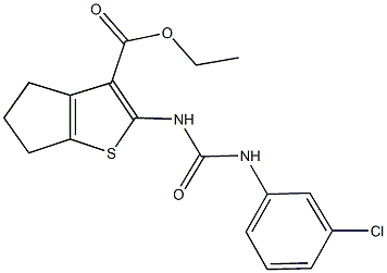 ethyl 2-{[(3-chloroanilino)carbonyl]amino}-5,6-dihydro-4H-cyclopenta[b]thiophene-3-carboxylate Struktur