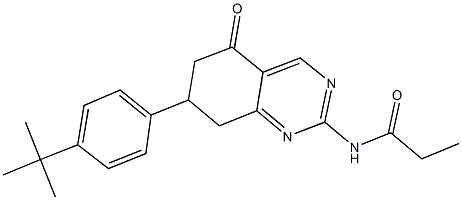 N-[7-(4-tert-butylphenyl)-5-oxo-5,6,7,8-tetrahydro-2-quinazolinyl]propanamide Struktur