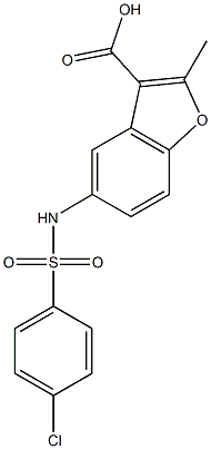 5-{[(4-chlorophenyl)sulfonyl]amino}-2-methyl-1-benzofuran-3-carboxylic acid Struktur