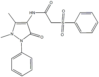 N-(1,5-dimethyl-3-oxo-2-phenyl-2,3-dihydro-1H-pyrazol-4-yl)-2-(phenylsulfonyl)acetamide Struktur