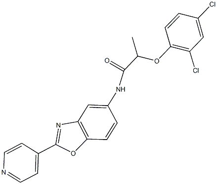 2-(2,4-dichlorophenoxy)-N-[2-(4-pyridinyl)-1,3-benzoxazol-5-yl]propanamide Struktur