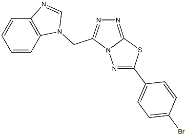 1-{[6-(4-bromophenyl)[1,2,4]triazolo[3,4-b][1,3,4]thiadiazol-3-yl]methyl}-1H-benzimidazole Struktur