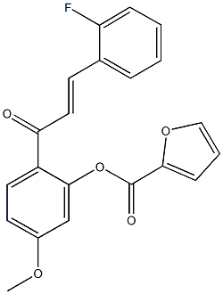 2-[3-(2-fluorophenyl)acryloyl]-5-methoxyphenyl 2-furoate Struktur