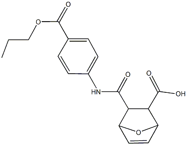 3-{[4-(propoxycarbonyl)anilino]carbonyl}-7-oxabicyclo[2.2.1]hept-5-ene-2-carboxylic acid Struktur