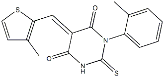 1-(2-methylphenyl)-5-[(3-methyl-2-thienyl)methylene]-2-thioxodihydro-4,6(1H,5H)-pyrimidinedione Struktur