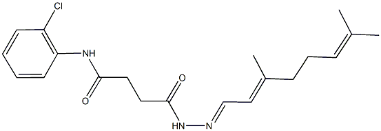 N-(2-chlorophenyl)-4-[2-(3,7-dimethylocta-2,6-dienylidene)hydrazino]-4-oxobutanamide Struktur