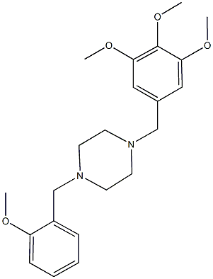 2,3-dimethoxy-5-{[4-(2-methoxybenzyl)-1-piperazinyl]methyl}phenyl methyl ether Struktur