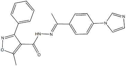 N'-{1-[4-(1H-imidazol-1-yl)phenyl]ethylidene}-5-methyl-3-phenyl-4-isoxazolecarbohydrazide Struktur