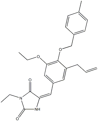 5-{3-allyl-5-ethoxy-4-[(4-methylbenzyl)oxy]benzylidene}-3-ethyl-2,4-imidazolidinedione Struktur