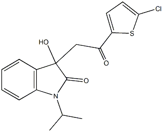 3-[2-(5-chloro-2-thienyl)-2-oxoethyl]-3-hydroxy-1-isopropyl-1,3-dihydro-2H-indol-2-one Struktur