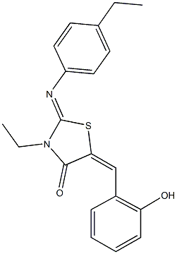 3-ethyl-2-[(4-ethylphenyl)imino]-5-(2-hydroxybenzylidene)-1,3-thiazolidin-4-one Struktur