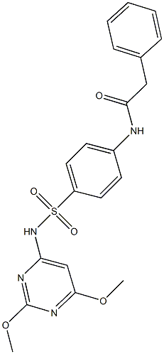 N-(4-{[(2,6-dimethoxypyrimidin-4-yl)amino]sulfonyl}phenyl)-2-phenylacetamide Struktur