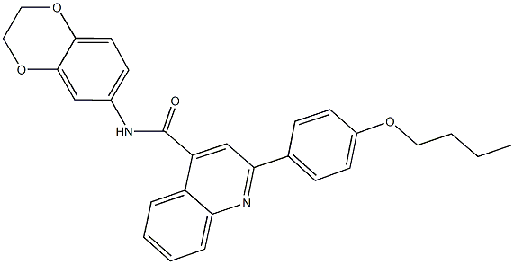 2-(4-butoxyphenyl)-N-(2,3-dihydro-1,4-benzodioxin-6-yl)-4-quinolinecarboxamide Struktur