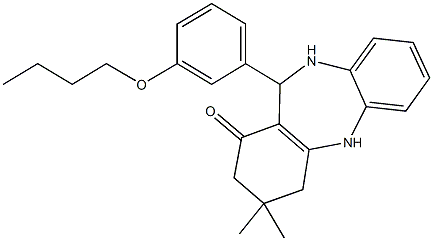 11-(3-butoxyphenyl)-3,3-dimethyl-2,3,4,5,10,11-hexahydro-1H-dibenzo[b,e][1,4]diazepin-1-one Struktur