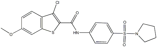 3-chloro-6-methoxy-N-[4-(pyrrolidin-1-ylsulfonyl)phenyl]-1-benzothiophene-2-carboxamide Struktur