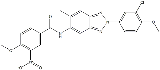 N-[2-(3-chloro-4-methoxyphenyl)-6-methyl-2H-1,2,3-benzotriazol-5-yl]-3-nitro-4-methoxybenzamide Struktur