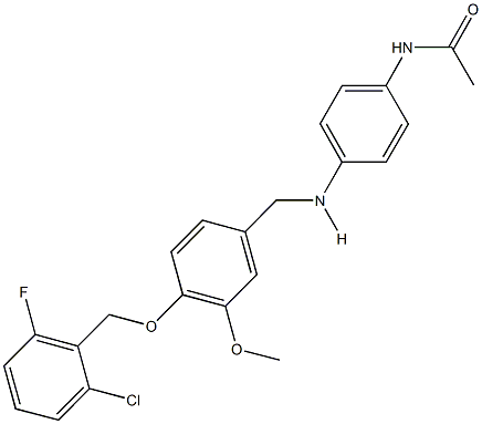 N-[4-({4-[(2-chloro-6-fluorobenzyl)oxy]-3-methoxybenzyl}amino)phenyl]acetamide Struktur