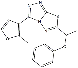 1-[3-(2-methyl-3-furyl)[1,2,4]triazolo[3,4-b][1,3,4]thiadiazol-6-yl]ethyl phenyl ether Struktur