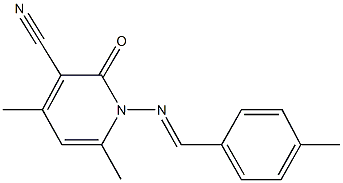 4,6-dimethyl-1-[(4-methylbenzylidene)amino]-2-oxo-1,2-dihydropyridine-3-carbonitrile Struktur