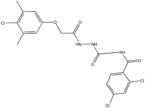 2,4-dichloro-N-({2-[(4-chloro-3,5-dimethylphenoxy)acetyl]hydrazino}carbothioyl)benzamide Struktur