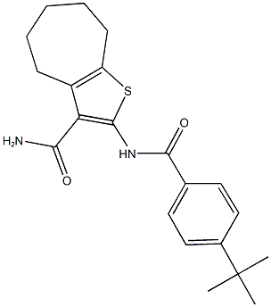 2-[(4-tert-butylbenzoyl)amino]-5,6,7,8-tetrahydro-4H-cyclohepta[b]thiophene-3-carboxamide Struktur