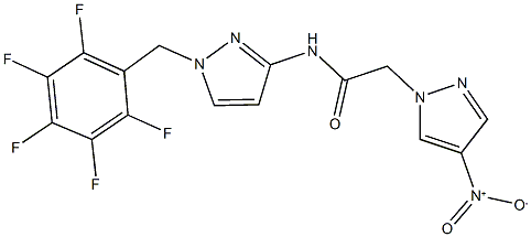 2-{4-nitro-1H-pyrazol-1-yl}-N-[1-(2,3,4,5,6-pentafluorobenzyl)-1H-pyrazol-3-yl]acetamide Struktur