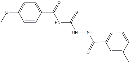 4-methoxy-N-{[2-(3-methylbenzoyl)hydrazino]carbothioyl}benzamide Struktur