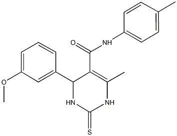 4-(3-methoxyphenyl)-6-methyl-N-(4-methylphenyl)-2-thioxo-1,2,3,4-tetrahydro-5-pyrimidinecarboxamide Struktur