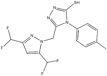 5-{[3,5-bis(difluoromethyl)-1H-pyrazol-1-yl]methyl}-4-(4-methylphenyl)-4H-1,2,4-triazole-3-thiol Struktur