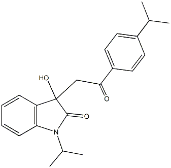 3-hydroxy-1-isopropyl-3-[2-(4-isopropylphenyl)-2-oxoethyl]-1,3-dihydro-2H-indol-2-one Struktur