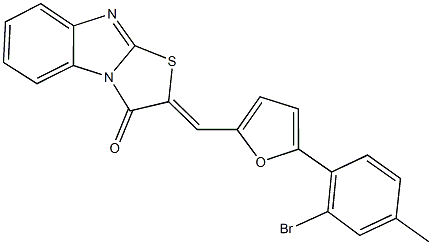 2-{[5-(2-bromo-4-methylphenyl)-2-furyl]methylene}[1,3]thiazolo[3,2-a]benzimidazol-3(2H)-one Struktur