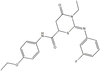 N-(4-ethoxyphenyl)-3-ethyl-2-[(3-fluorophenyl)imino]-4-oxo-1,3-thiazinane-6-carboxamide Struktur