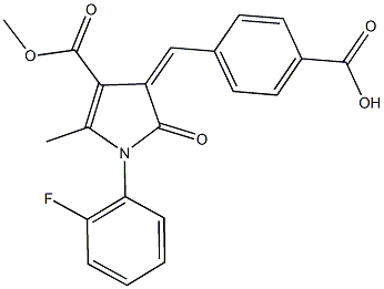 4-{[1-(2-fluorophenyl)-4-(methoxycarbonyl)-5-methyl-2-oxo-1,2-dihydro-3H-pyrrol-3-ylidene]methyl}benzoic acid Struktur