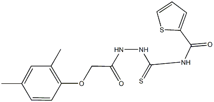 N-({2-[(2,4-dimethylphenoxy)acetyl]hydrazino}carbothioyl)-2-thiophenecarboxamide Struktur