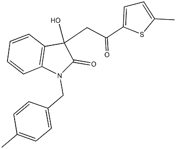 3-hydroxy-1-(4-methylbenzyl)-3-[2-(5-methyl-2-thienyl)-2-oxoethyl]-1,3-dihydro-2H-indol-2-one Struktur