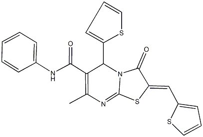 7-methyl-3-oxo-N-phenyl-5-(2-thienyl)-2-(2-thienylmethylene)-2,3-dihydro-5H-[1,3]thiazolo[3,2-a]pyrimidine-6-carboxamide Struktur