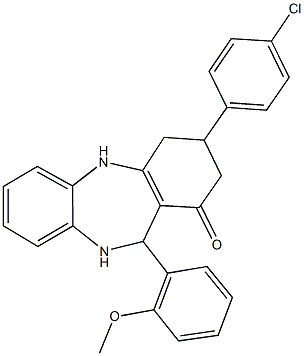 3-(4-chlorophenyl)-11-(2-methoxyphenyl)-2,3,4,5,10,11-hexahydro-1H-dibenzo[b,e][1,4]diazepin-1-one Struktur