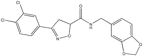 N-(1,3-benzodioxol-5-ylmethyl)-3-(3,4-dichlorophenyl)-4,5-dihydro-5-isoxazolecarboxamide Struktur