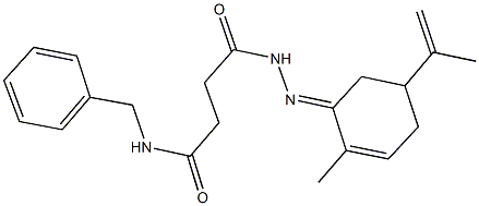 N-benzyl-4-[2-(5-isopropenyl-2-methylcyclohex-2-en-1-ylidene)hydrazino]-4-oxobutanamide Struktur